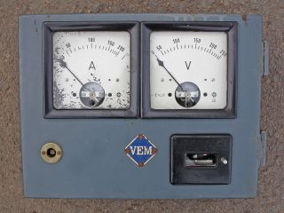 Vem Amperemeter Voltmeter Messinstrument Spannungsprüfer Instrument Alt Antik Bild