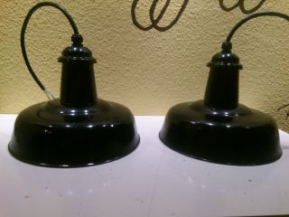 2 Mal Emaillelampe,  Art Deko,  Bauhaus Emaillelampe,  Werkstattlampe,  Rarität Bild