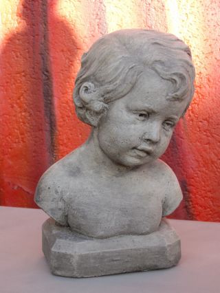 Büste Jungenbüste Skulptur Steinfigur Sandsteinguss Gartenfigur Rarität Bild