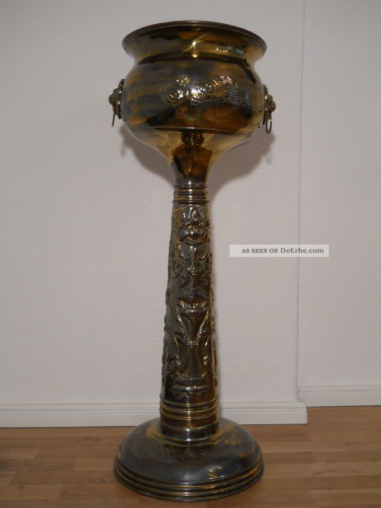 Blumensäule Kupfer Goldbronzepatina Löwen Frankreich Ca.  1930 Antike Originale vor 1945 Bild