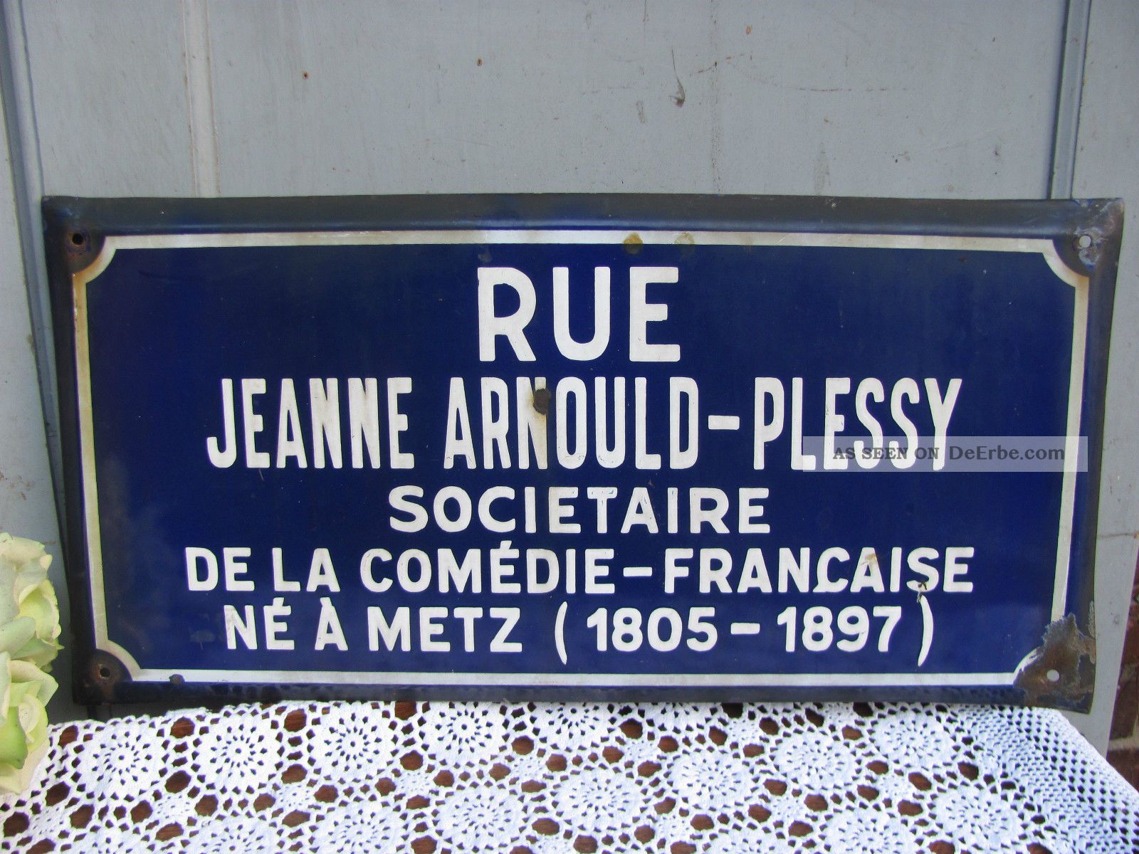 Frankreich Antikes Französisches Strassenschild Metz Emailleschild Shabby Email Antike Originale vor 1945 Bild