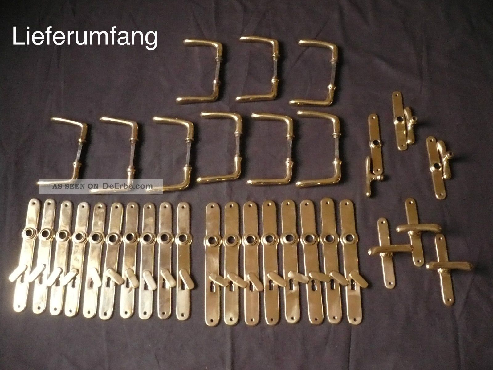 9 Paar Gründerzeit Türklinken Türbeschläge Um 1890 Und 6 Fenstergriffe Original, vor 1960 gefertigt Bild