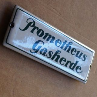 Prometheus Gasherde Dresden Makelloses Tür Emailschild Um 1930 Eisenwerke Meurer Bild