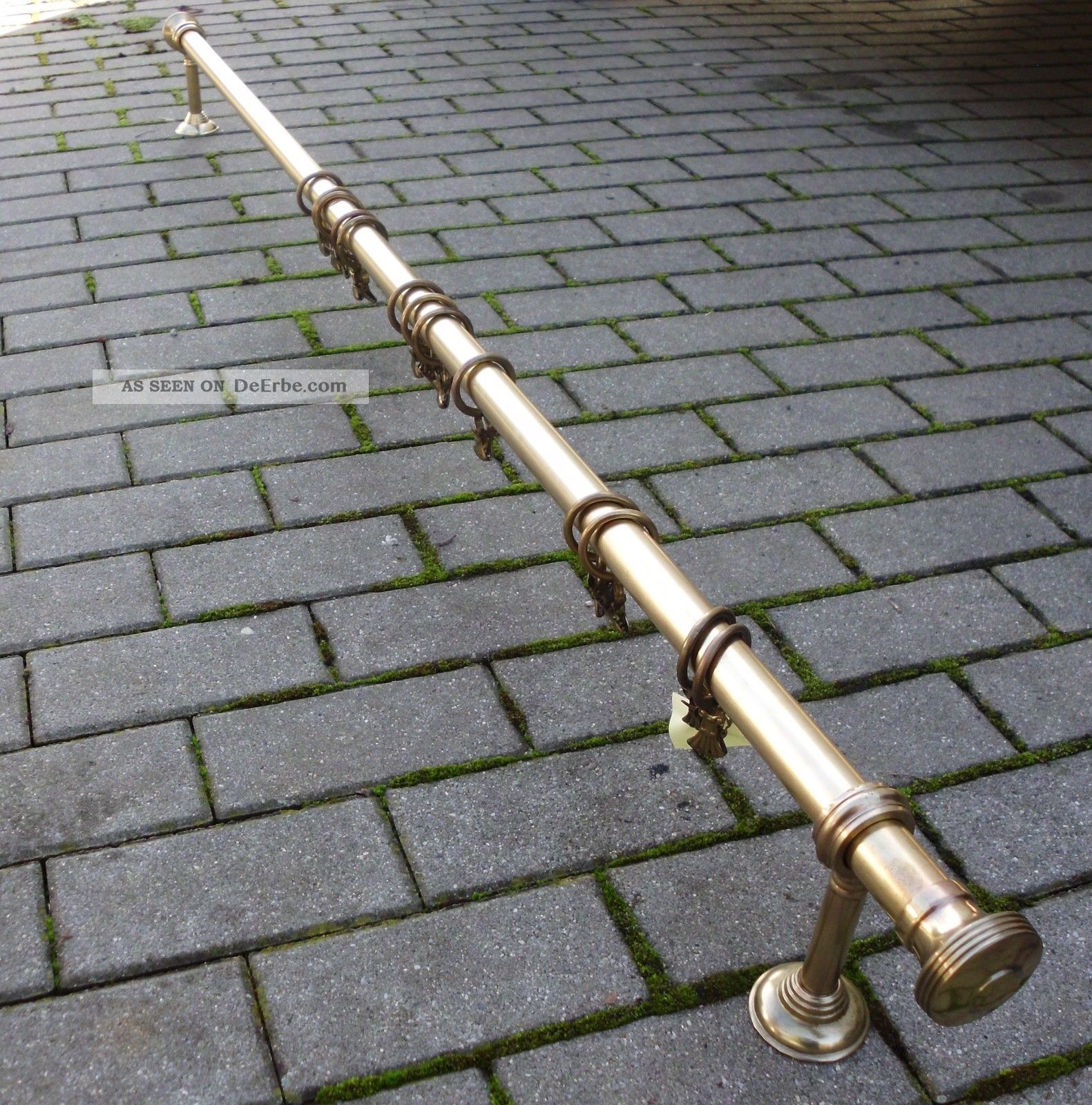 Jugendstil Gardinenstange Messing 1900 1,  80m (4) Original, vor 1960 gefertigt Bild