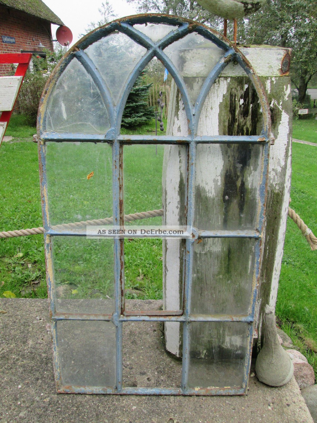 Stallfenster Mit Rundbogen,  Lüftung / Kirchenfenster Höhe 112 Cm Fenster Original, vor 1960 gefertigt Bild