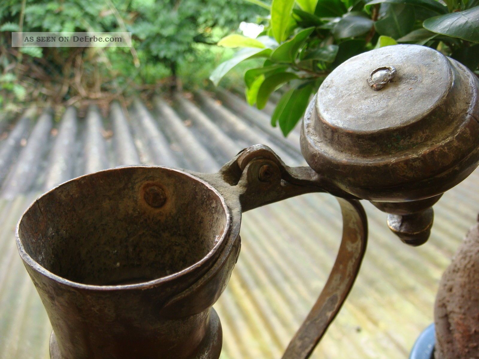 Alte Kupfer Gießkanne Wasserkanne Antik Garten Terrasse Deko Pflanzen