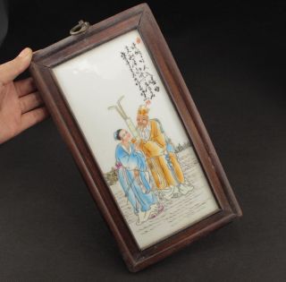 31cm Zierobjekt Unsterbliches Gemälde Auf Porzellan Im Geschnitzten Holzrahmen Bild