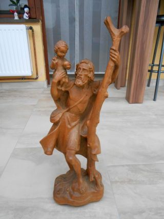 Holz Figur Christopherus Handgeschnitzt Bild