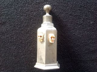 Alte Gift,  Medizin - Flasche Zinn Mit TotenkÖpfen Um 1850 Bild
