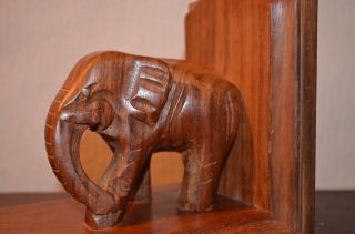 Alter Elefant Buchstütze Holz Handgechnitzt Ca 60 Jahre Alt Beidseitig Stellbar Bild
