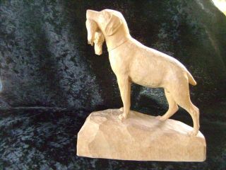 Jagdhund Mit Vogel - Skulptur - Handgeschnitzt Ansehen - Erzgebirge??? Bild