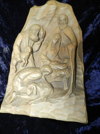 Krippe Hl.  Josef Jesus Maria 37cm Südtirol Gröden Blockkrippe Figur Geschnitzt Bild