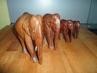 Orginal Holz Elefant Herde Elefanten 4 Tier Geschnitzt Bild