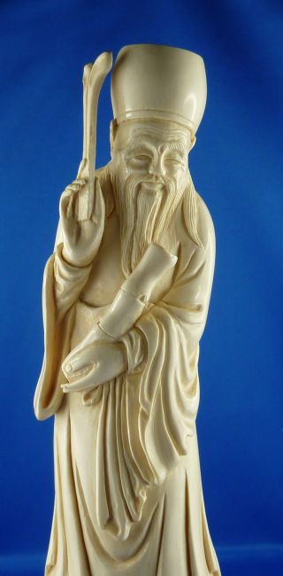 Alter Bein - Mann - Gottheit - China - Asien - SammlerstÜck - Selten - Bein BÜste Bild