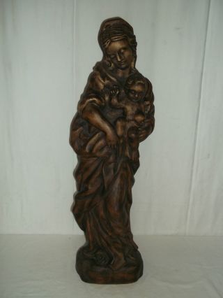 Schöne 68 Cm Weihnachts Holzfigur Maria Mit Jesuskind Mit Sehr Vielen Details Bild