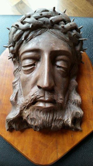 Jesus Christus Kopf BÜste Aus Echtholz / 29cm 1,  5 Kilo / Rar / Alt Bild