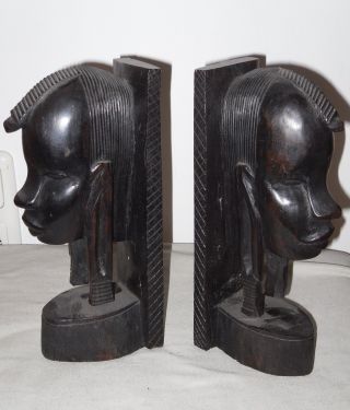 2 Buchstützen,  Afrikanische Volkskunst,  Hartholz,  Schwarz,  24x7x10 Cm Bild