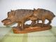 Wunderschöner Handgeschnitzter 2 Wildschweine Holzfigur - 1940. Holzarbeiten Bild 8