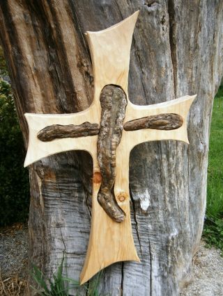Zirbenholzkreuz Mit Wurzelholz,  Kreuz Bild