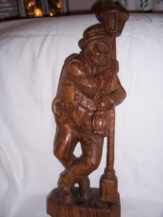 Große Holzfigur Mann Stehend Laterne,  Schnitzarbeit,  Ca.  50 Cm Bild