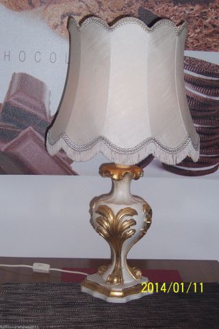 Prunkvolle Stehlampe Lampe Aus Holz Weiss - Gold Bild
