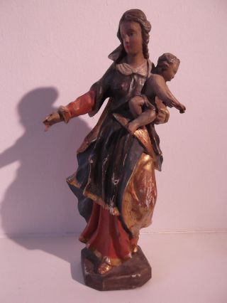Heiligenfigur Maria Mit Dem Kinde Holz Geschnitzt Um 1950 Bild