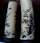 2 Sehr Alte Bein - Vasen - Intarsien - Signiert - SammlerstÜck - über 100 Jahre - Selten Beinarbeiten Bild 1
