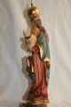 Holz Geschnitzte Hl.  Madonna Mit Kind Gold Und Bunt Gefasst 32 - 38 Cm Mit Sockel Skulpturen & Kruzifixe Bild 3
