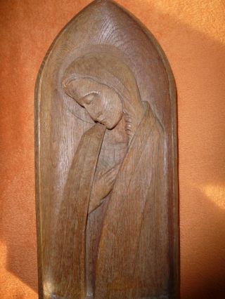 Jungfrau Maria,  Holzbild Handgeschnitzt,  Von 1963,  Signiert Bild