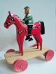 Antikes Polnisches Holzspielzeug - Reiter Zu Pferd Holzspielzeug Bild 3