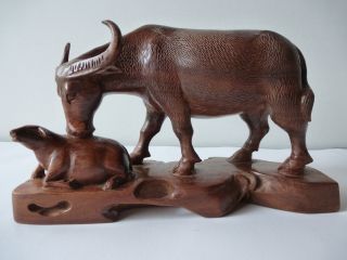 Holzfigur Wasserbüffel,  Holzschnitzereien,  Handgeschnitzt,  Jagdmotiv Bild