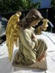 Antik Holz Engel Betend Kirche Geschnitzt Sockel Heiligen Figur Statute Leuchter Vor 1900 Bild 9