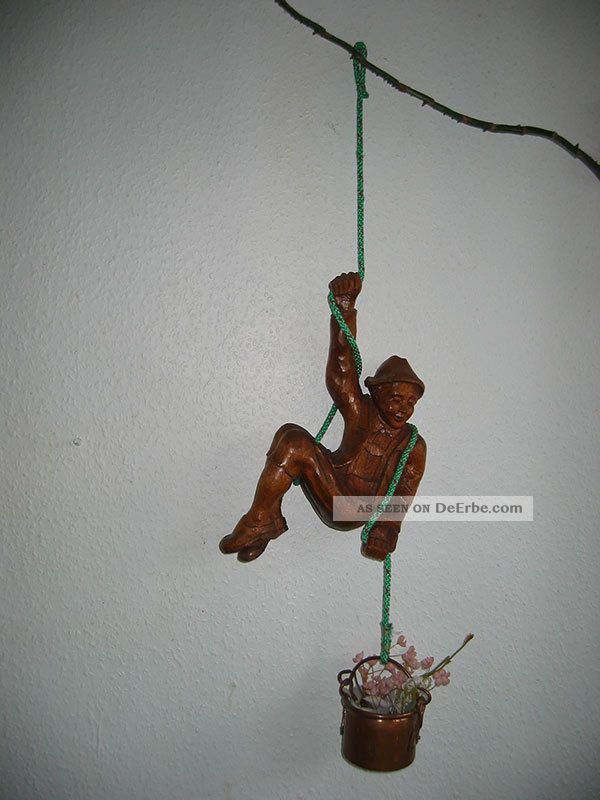 Wunderschöner Handgeschnitzter - Bergsteiger Seilschaft Seil Kletterer - Holz Holzarbeiten Bild