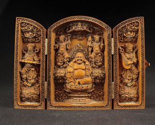 Schöne Buddha Skulpturen Box,  Buchsbaum Box Wood,  China Selten Bild