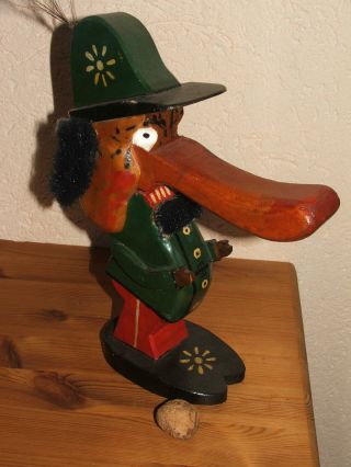 Großer Alter Echtholz - Nussknacker - Figur - Jäger - Holzfigur 30cm Bild