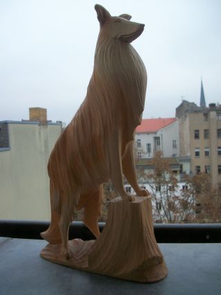 Xxl Designer Holz Hund Border Kollie Dekoration Holzhund Figur Handgeschnitz Bild