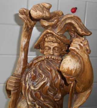 Holz Skulptur - Figur Gedschnitzter Rübezahl - Wanderer Ca.  57 Cm Lang Bild