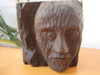 Portrait Aus Holz Geschnitzt Kopf Büste Charakter Maske Ca.  40er Jahre Bild