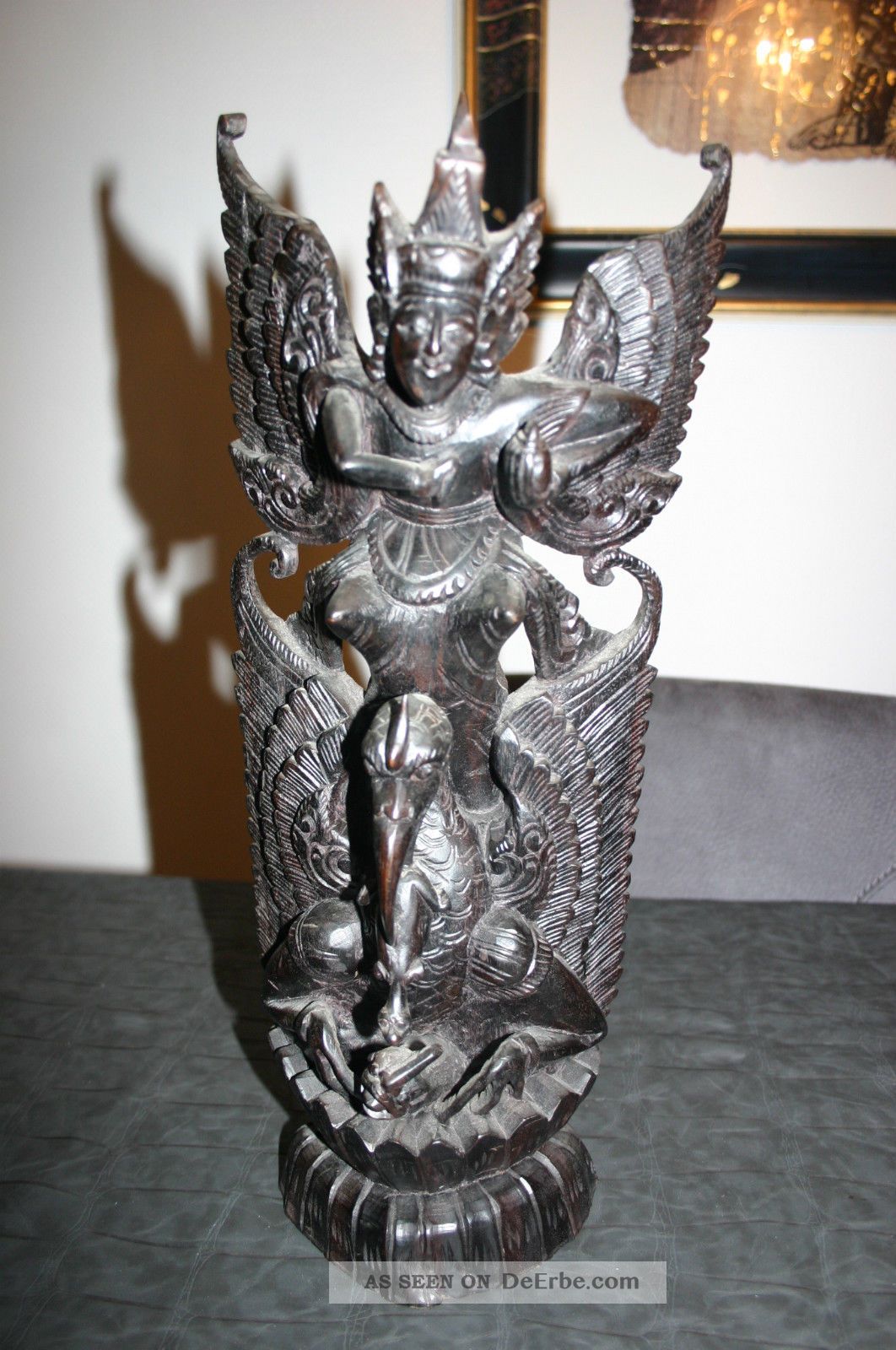 Tempel Götter Vishnu Garuda On Naga Holzfigur Buddha Schild Vogel Schildkröte Holzarbeiten Bild