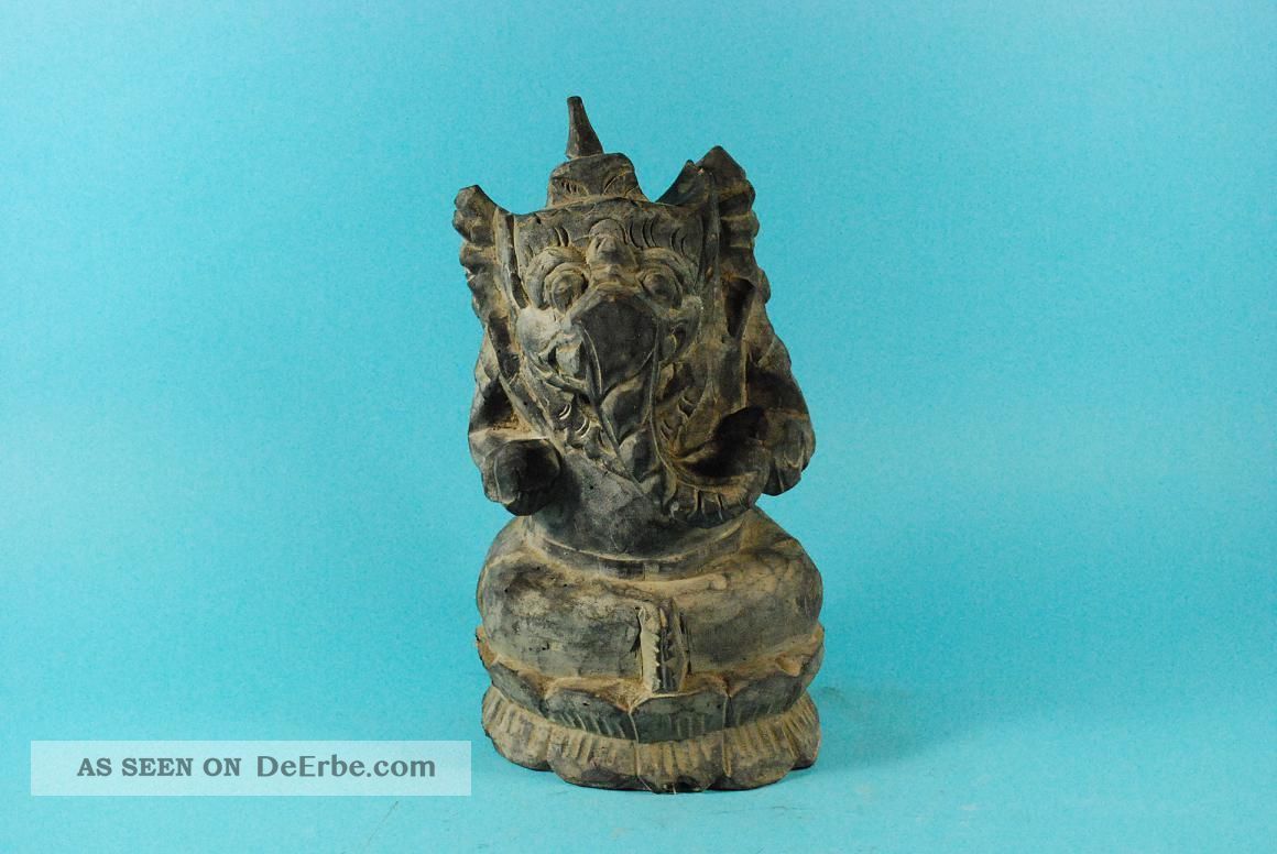 Antike Holzskulptur,  Ganesha Auf Lotusthron,  Siam,  Thailand,  18.  Jhd Um 1750 - 1780 Holzarbeiten Bild