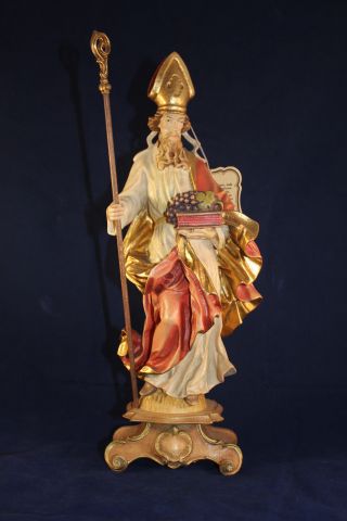 Holz Geschnitzte Heiligenfigur Bischof Gold Und Bunt Gefasst Dolfi L Bild