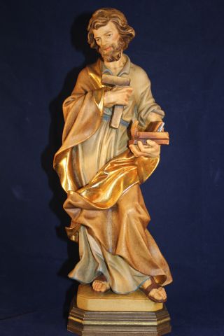 Holz Geschnitzte Heiligenfigur Hl.  Josef Gold Und Bunt Gefasst L Bild