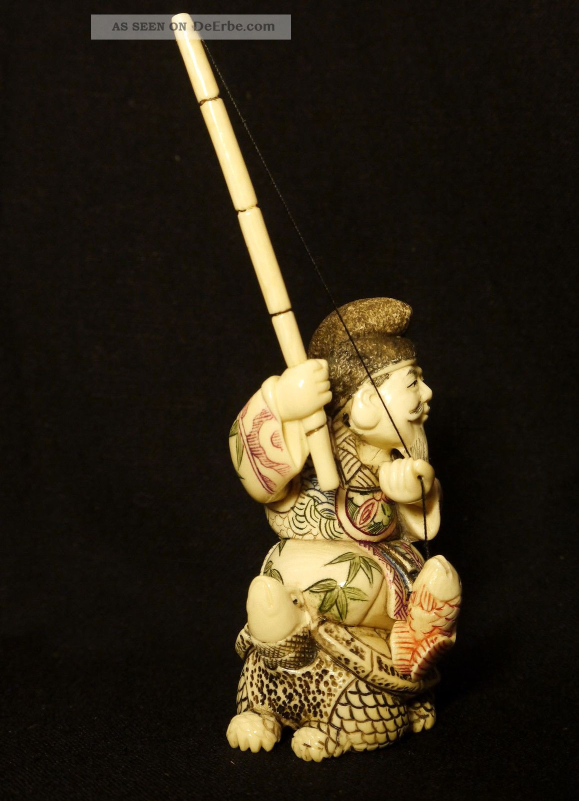 Okimono,  Ebisu,  Japan Um 1910,  Meiji - Periode,  Bein Geschnitzt,  Signiert Asiatika: Japan Bild