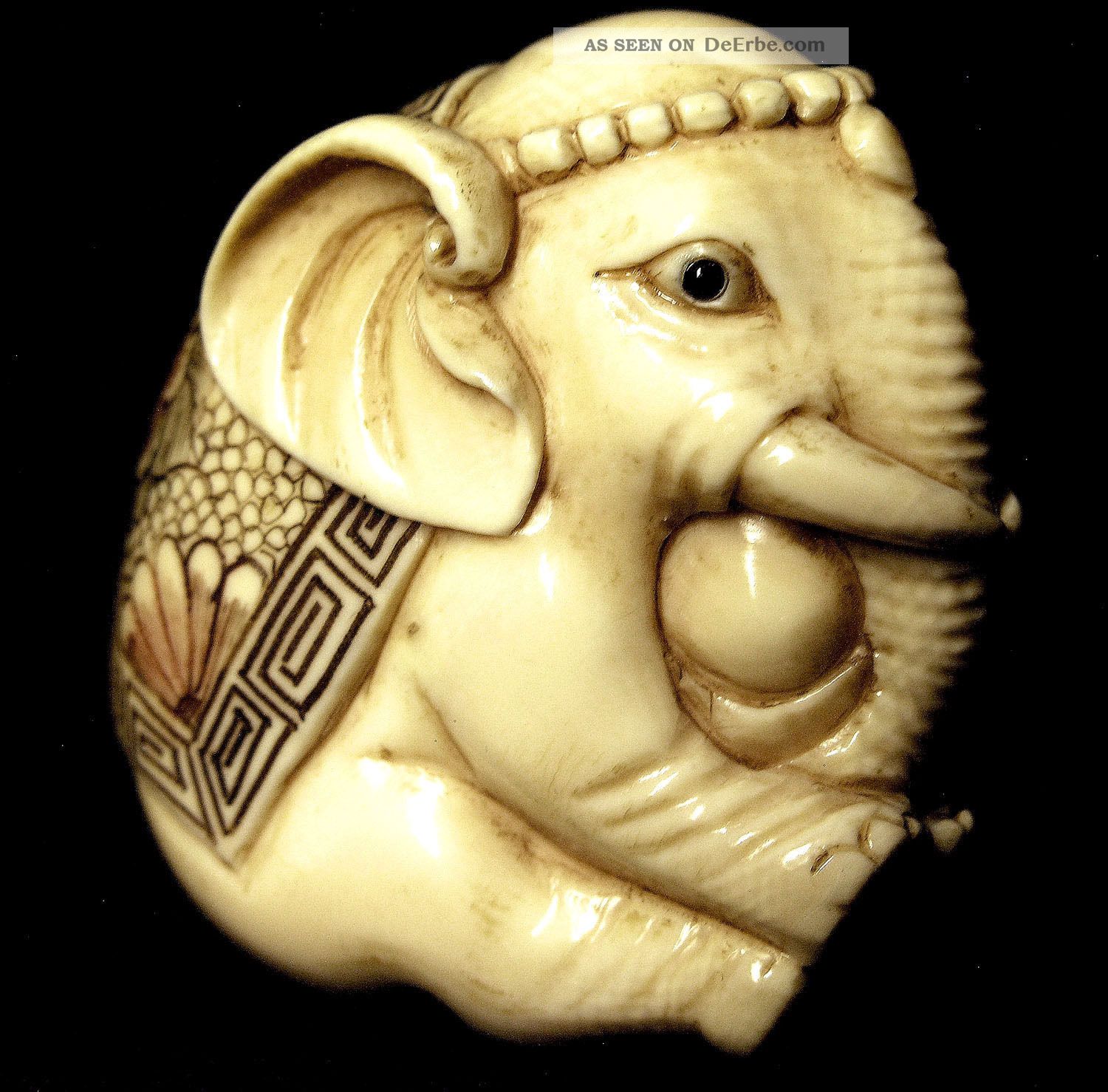 Netsuke,  Elefant,  Japan Um 1910 Meiji - Periode,  Bein Geschnitzt Signiert Asiatika: Japan Bild