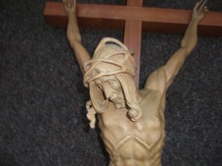 Nur 3 Tage Großer Jesus Christus Am Holzkreuz Kruzifix 105 Cm Handgeschnitzt Bild
