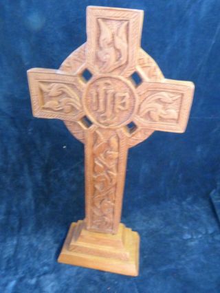Altes Holz Kreuz/kruzifix M.  Inschrift 46 X 22 X 2 Cm Topp Erhalten Altar Stand Bild