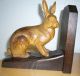 Buchstützen Hasen Aus Holz Ca.  60 Jahre Alt Handarbeit Ehem.  Ddr Höhe Ca.  16 Cm Holzarbeiten Bild 1