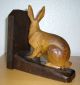 Buchstützen Hasen Aus Holz Ca.  60 Jahre Alt Handarbeit Ehem.  Ddr Höhe Ca.  16 Cm Holzarbeiten Bild 2