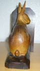Buchstützen Hasen Aus Holz Ca.  60 Jahre Alt Handarbeit Ehem.  Ddr Höhe Ca.  16 Cm Holzarbeiten Bild 3