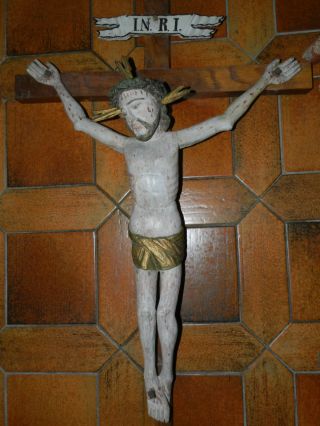 Top Uraltes Kruzifix 17.  Jh.  Kirche Jesus Christus 123cm Antik Gotisch Holz Kreuz Bild